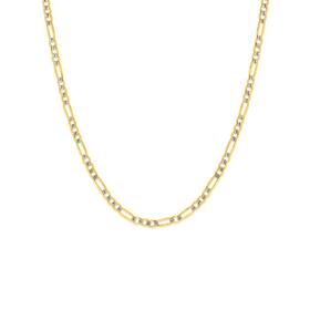 9ct+Gold+Two+Tone+45cm+Diamond-Cut+3%2B1+Figaro+Chain