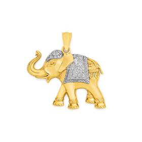 9ct+Gold+Two+Tone+Elephant+Pendant