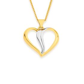 9ct+Gold+Two+Tone+Heart+Pendant