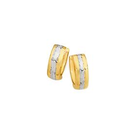 9ct-Gold-Two-Tone-10mm-Diamond-Cut-Stripe-Huggie-Earrings on sale