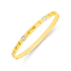 9ct-Gold-Two-Tone-65mm-Lotus-Engraved-Bangle on sale