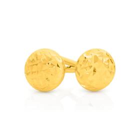 9ct-Gold-4mm-Diamond-cut-Button-Stud-Earrings on sale