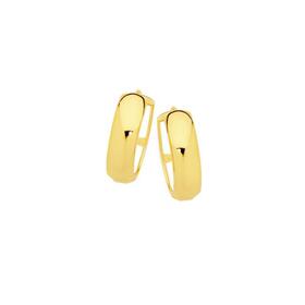 9ct+Gold+10mm+Half+Round+Polished+Huggie+Earrings