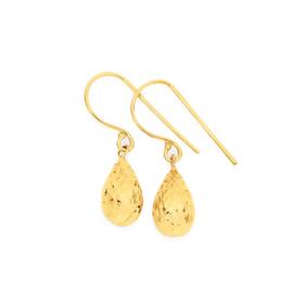 9ct-Gold-Diamond-cut-Bomber-Drop-Earrings on sale