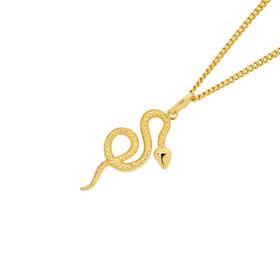 9ct+Gold+Patterned+Snake+Pendant