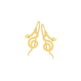 9ct-Gold-Patterned-Snake-Hook-Drop-Earrings on sale