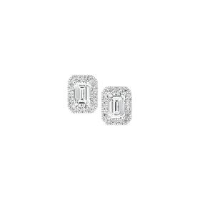 Silver-CZ-Small-Rectangular-Cluster-Earrings on sale