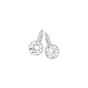 Silver-10mm-CZ-on-CZ-Leverback-Hook-Earrings on sale