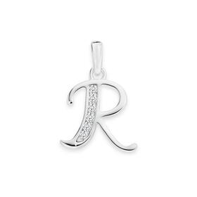 Silver-CZ-Script-Initial-R-Pendant on sale