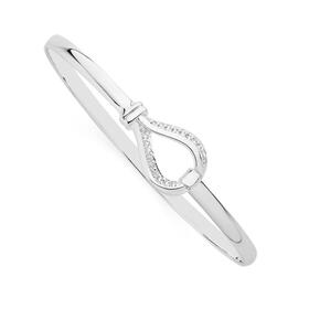 Silver-CZ-Loop-Hook-Clip-Bangle on sale