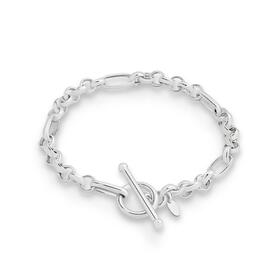 Silver-19cm-Belcher-Figaro-Fob-Bracelet on sale