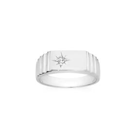 Sterling-Silver-Cubic-Zirconia-Rect-With-Side-Ridges-Gents-Ring on sale
