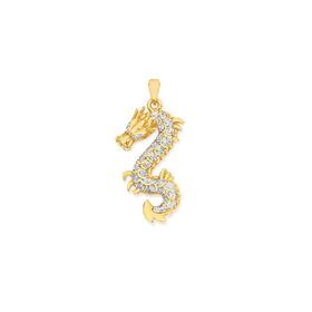 9ct+Gold+Two+Tone+Dragon+Pendant