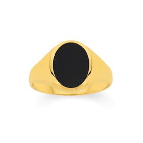 9ct+Gold+Black+Agate+Signet+Ring