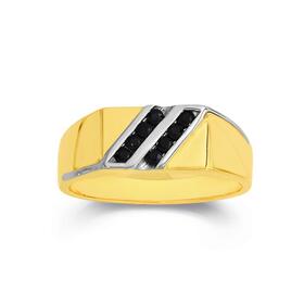 9ct-Gold-Two-Tone-Black-Sapphire-Ring on sale