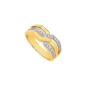 9ct-Gold-Two-Tone-Diamond-Interlocking-Gents-Ring on sale