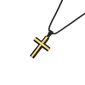 M%2BY+Steel+Black+%26+Rose+Plate+Cross+Pendat