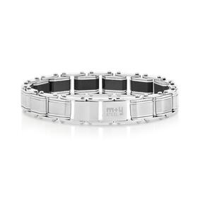 MY-Stainless-Steel-Black-CentreSilver-Line-Edge-Gents-Bracelet on sale