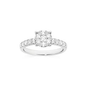 9ct-White-Gold-Diamond-Cluster-Ring on sale