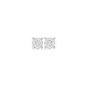 9ct-White-Gold-Diamond-Round-Cluster-Stud-Earrings on sale