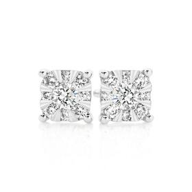 9ct-White-Gold-Diamond-Cushion-Cluster-Earrings on sale