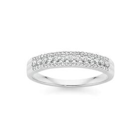 9ct+White+Gold+Diamond+3+Row+Band