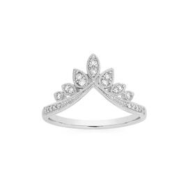 9ct-White-Gold-Diamond-Crown-Ring on sale