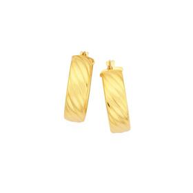 9ct-Gold-6x15mm-Half-Round-Twist-Hoop-Earrings on sale