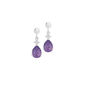 Silver-Pear-Violet-CZ-Drops on sale