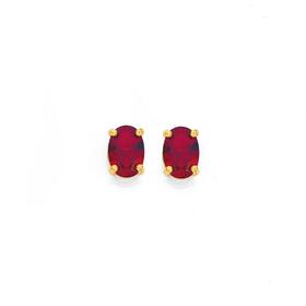 9ct+Gold+Created+Ruby+Stud+Earrings