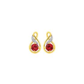 9ct+Gold+Created+Ruby+%26amp%3B+Diamond+Earrings
