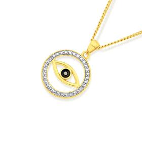 9ct-Gold-and-Blue-Rhodium-Diamond-Evil-Eye-Pendant on sale