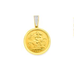 22ct-Half-Sovereign-in-9ct-Gold-Diamond-Pendant on sale