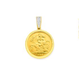 22CT-Half-Sovereign-in-9ct-Gold-Diamond-Pendant on sale