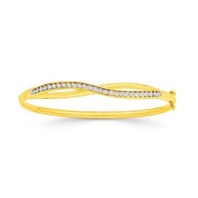 9ct+Gold+Diamond+Xover+Bangle