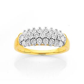 9ct+Gold+Diamond+Wide+Dress+Ring