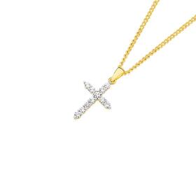 Alora+10ct+Gold+1%2F3+Carat+TW+Lab+Grown+Diamond+Cross+Pendant