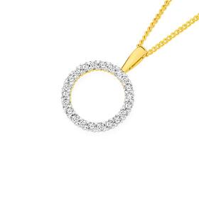 Alora+10ct+Gold+1%2F2+Carat+TW+Lab+Grown+Diamond+Circle+Pendant