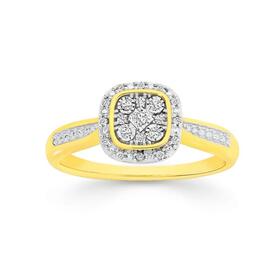 9ct-Gold-Diamond-Cushion-Ring on sale