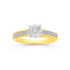 9ct-Gold-Diamond-Cluster-Ring on sale