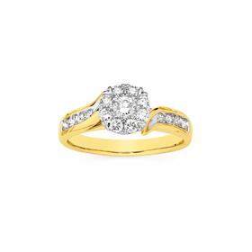 9ct-Gold-Diamond-Round-Cluster-Ring on sale