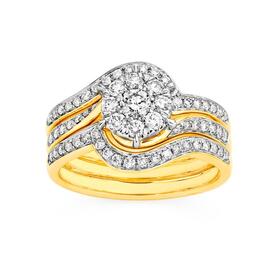 9ct+Gold+Diamond+Bridal+Set