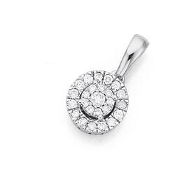 9ct-White-Gold-Diamond-Round-Halo-Cluster-Pendant on sale