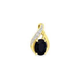 9ct+Gold+Black+Sapphire+%26amp%3B+Diamond+Slider+Pendant