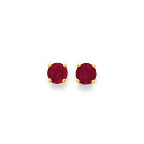9ct-Gold-5mm-Created-Ruby-Stud-Earrings on sale