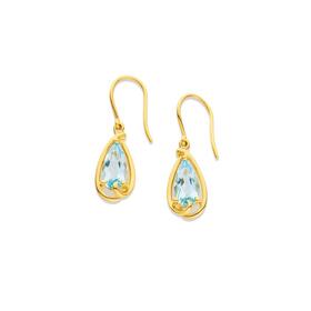 9ct+Blue+Topaz+Drop+Earrings