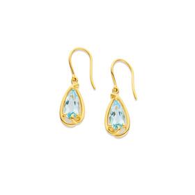 9ct-Gold-Blue-Topaz-Drop-Earrings on sale