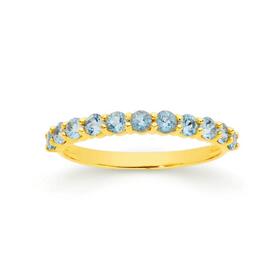 9ct-Gold-Blue-Topaz-Round-Brilliant-Cut-Claw-Set-Band on sale