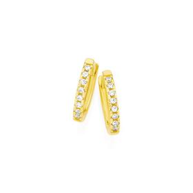 9ct-Gold-Cubic-Zirconia-Huggie-Earrings on sale