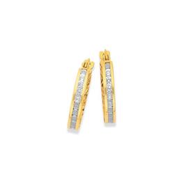 9ct-Gold-Cubic-Zirconia-Hoop-Earrings on sale